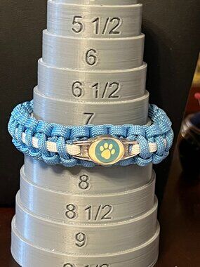 Paw Print Paracord Bracelet Large Wrist 7.5"